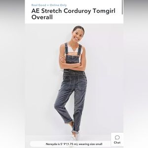 AE stretch corduroy overalls NWT